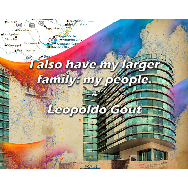 Leopoldo Gout Citation: J'ai aussi ma grande famille: mon personnel., H 26 po x l 32 po