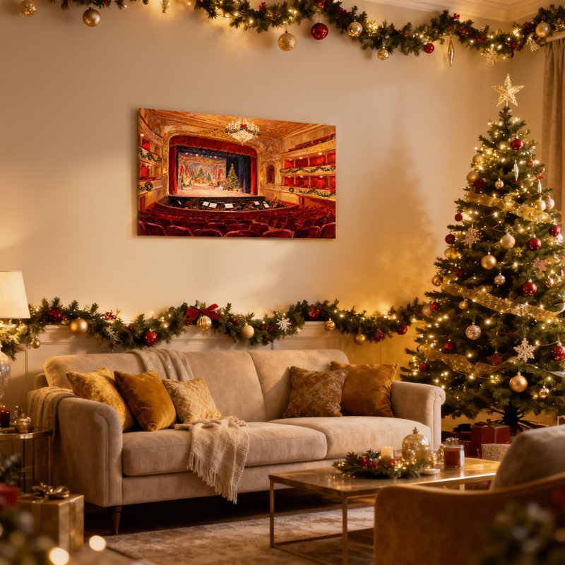 Opéra de Noël intérieur, ensemble de 3 décorations d'art sur toile, H 12 po x l 18 po