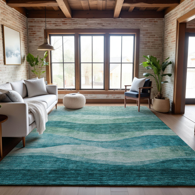 Premium Machine Washable Krause AMF1141 Swirls Rug, Rectangle 8' x 10'