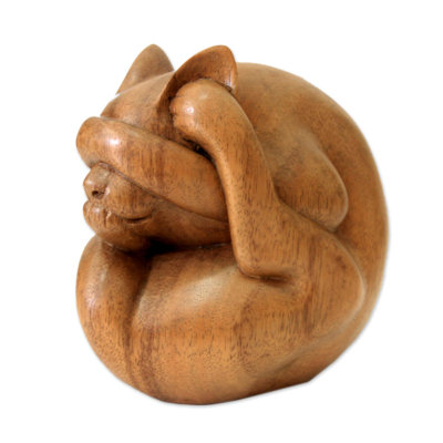 Figurine en bois pour chat yogi Jasia