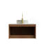 Meuble-lavabo et lavabo de salle de bain 30 po RUBEN, armoire de rangement flottante en contreplaqué, portes doubles en sergé avec garniture en métal, lavabo rond en céramique blanche à motif de pierre mat et plateau en pierre frittée, grain de bois de chêne brun