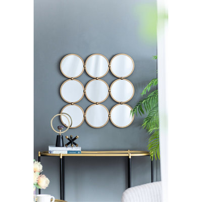 27,2 "Miroir décoratif gracieux - ornementation de chambre à coucher, de salon et de vestibule Minimaliste fer et champagne sophistiqué Fabriqué de façon captivante