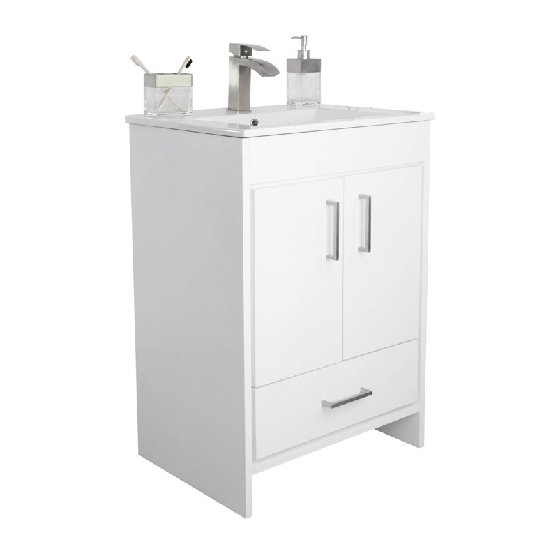 Ensemble de meuble-lavabo sur pied simple 24 po Skylar - Noir mat, Blanc