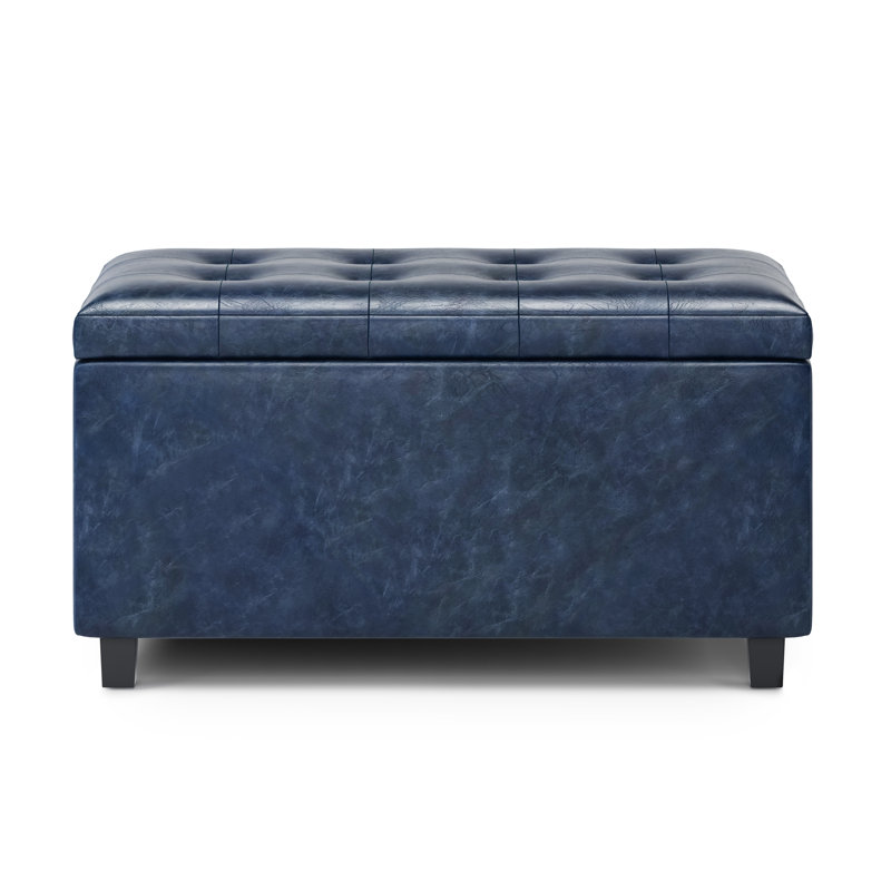 Cosmopolitan 34"W Upholstered Vegan Leather Transitional Rectangular Lift-Up Storage Ottoman Bench with Hidden Storage