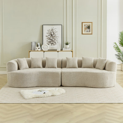 Canapé modulaire surdimensionné courbé avec 6 coussins, chenille, mousse à mémoire de forme, assise profonde