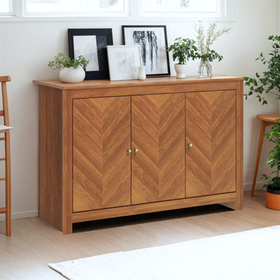 Aleshire Modern 44.3" 3 Door Chevron Pattern Sideboard with Storage