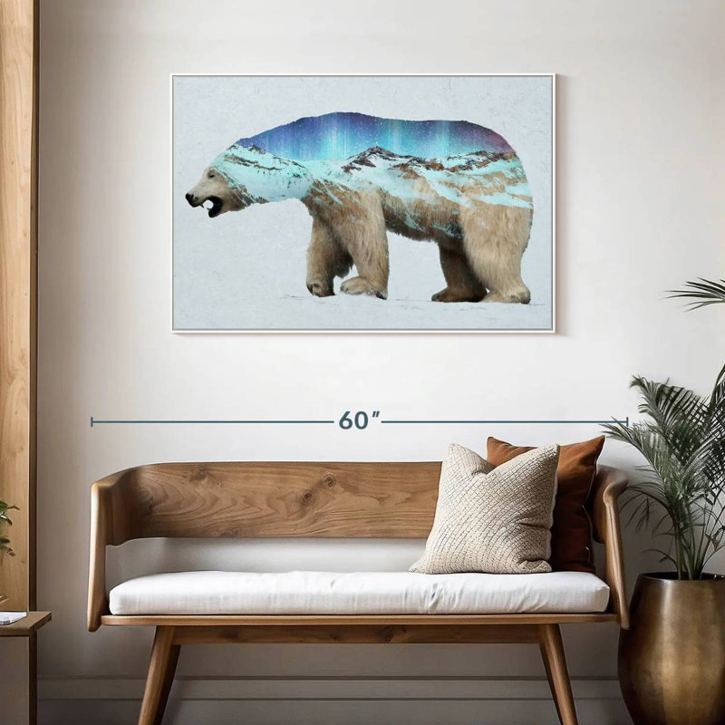 L'ours polaire arctique, Cadre flottant blanc, 43 po x 29 po