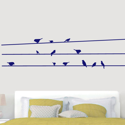 Décalcomanie murale oiseaux on lines