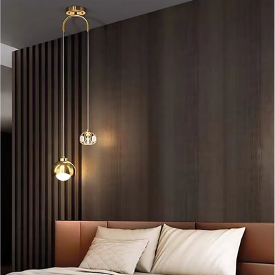 2 - Light Sphere Chandelier Ceiling Light With Crystal/Glass Accents Height adjustable(1 PC)