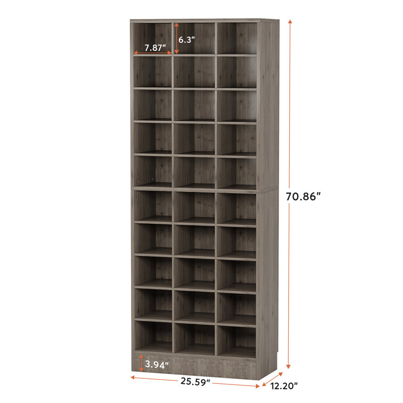 30 Pair Shoe Storage Cabinet, Gray
