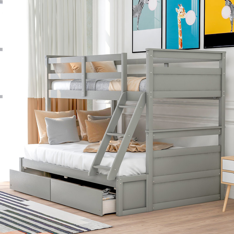Lit superposé simple au-dessus de double avec tiroirs Jadin Kids, Gris