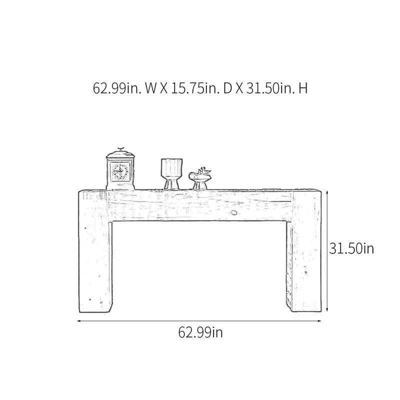 Console Retro Minimalist Art, H 31,5 po x l 62,99 po x P 15,75 po, Noir, noir, noir, noir