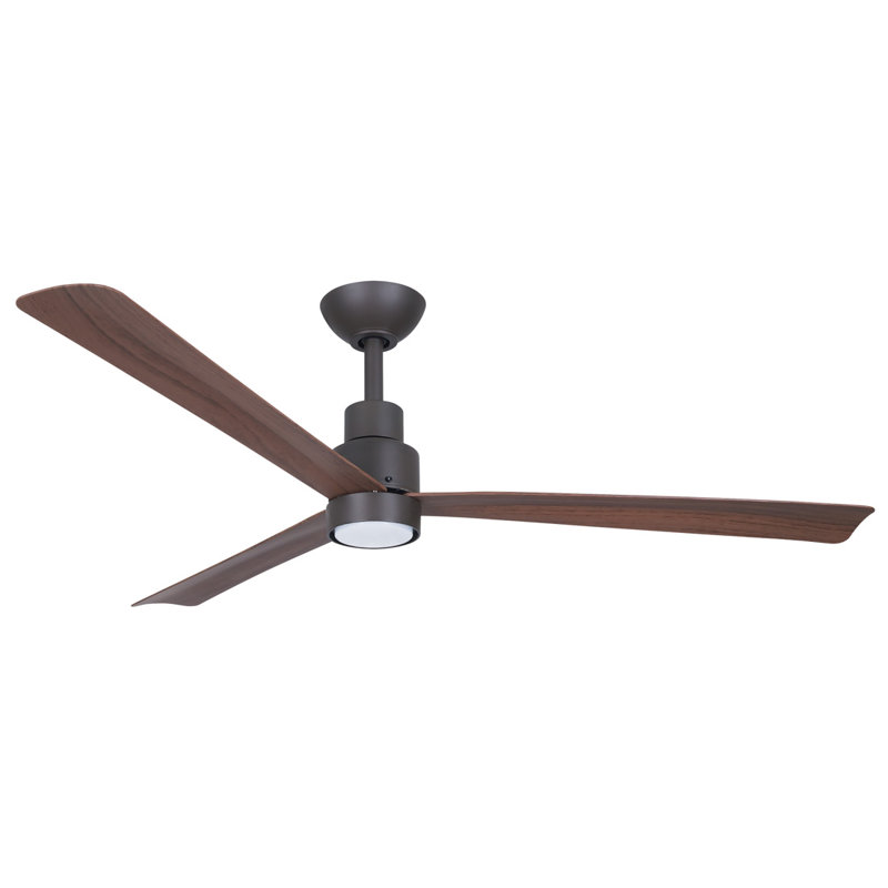 Ventilateur de plafond intérieur / extérieur simple 52 po à DEL, Bois jaune moyen, Bronze
