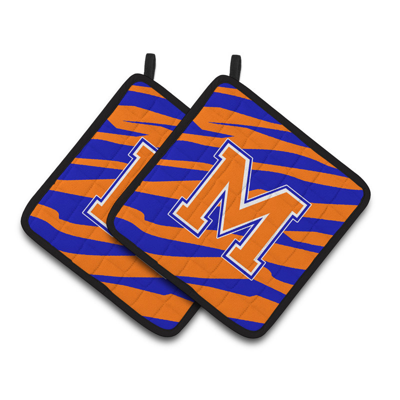 Tiger Stripe Potholder, M, Bleu / Orange