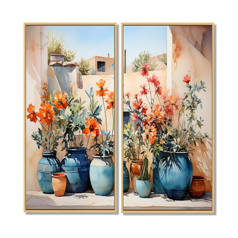 Aquarelle florale bleue III, 20" H x 24" W, Impression encadrée flottante, Cream