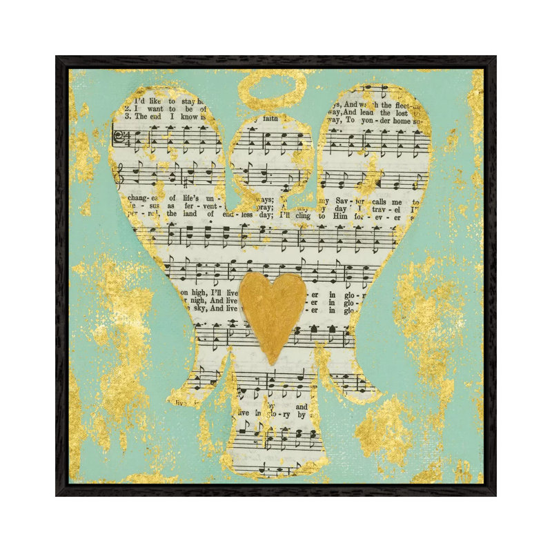 Hymnal Angel 1 Piece Wall Art on Canvas, 66.04 cm H x 66.04 cm W, Black Framed