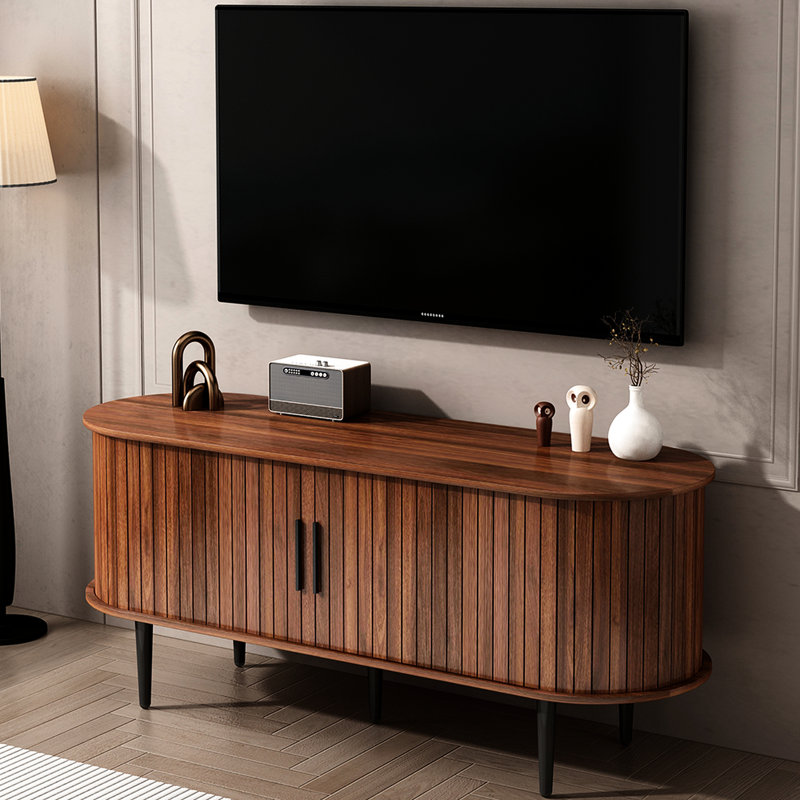 TV Stand, 55" Modern TV Console Table with Storage Compartment and Sliding Door, 21.65" H x 47" W x 15.75" D