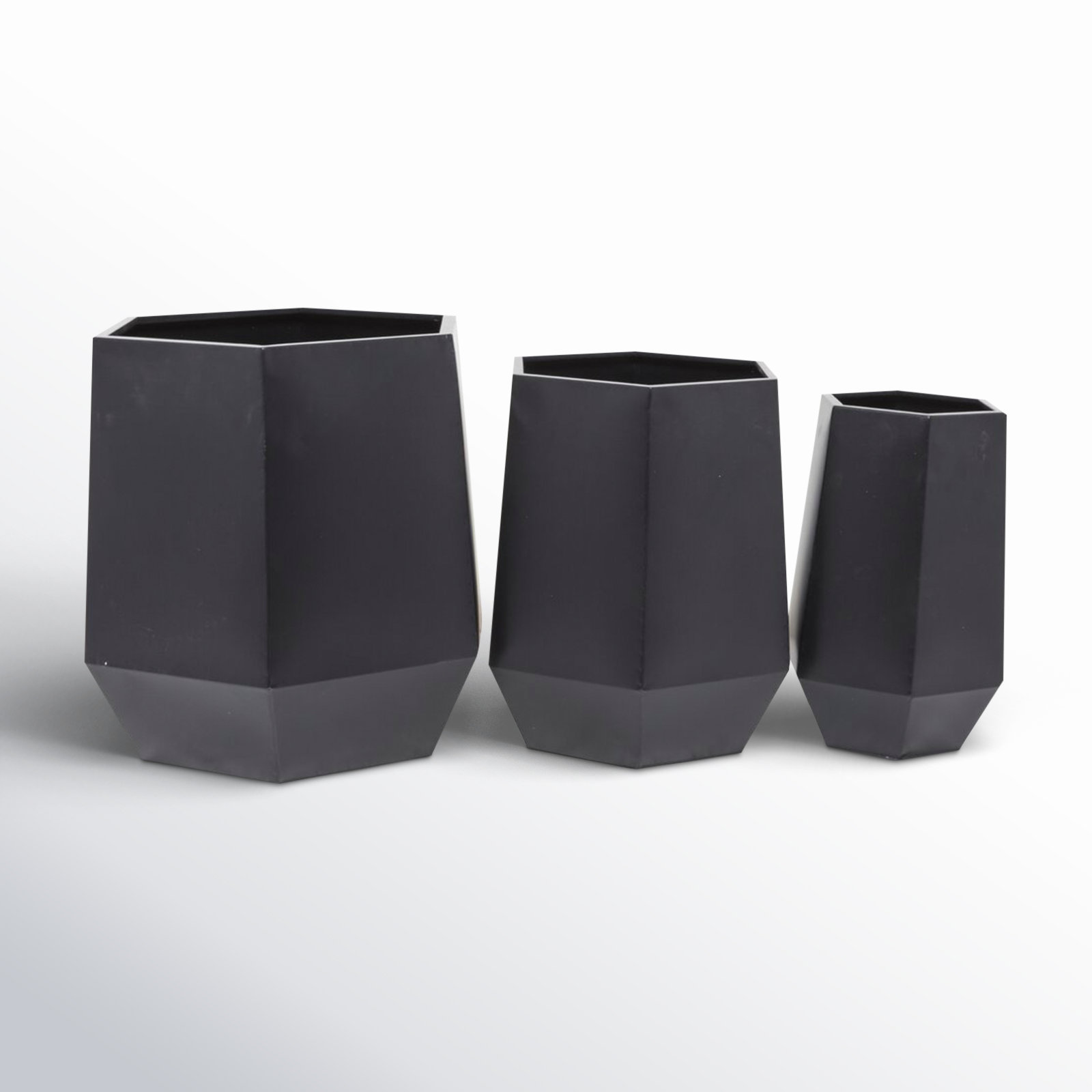 Esta Metal Planter - Set of 3, Black