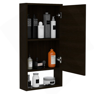Medicine Cabinet Irvine, One External Shelf, Black Wengue Finish