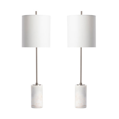 31.5" Marble Table Lamp With White Shade