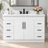 Rustic 48" Bathroom Vanity With Sink,quartz Countertop,back Splash