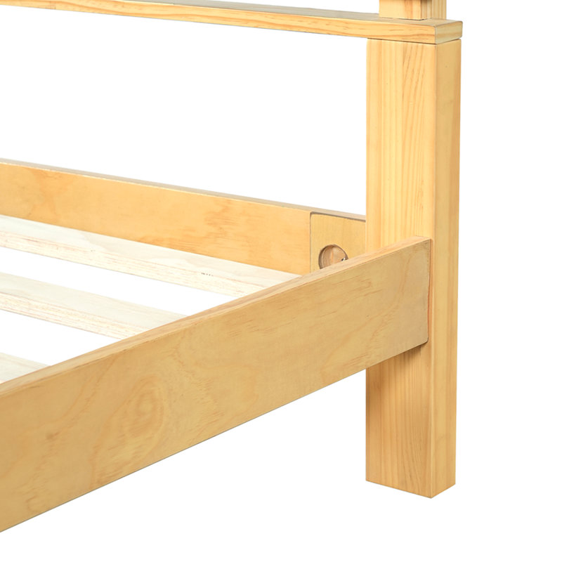 Structure de lit plateforme en bois massif de qualité supérieure avec tête de lit à lattes horizontale de qualité supérieure, mobilier de chambre moderne en bois naturel, capacité de poids de 600 lb, aucun sommier requis, convient à tous les matelas