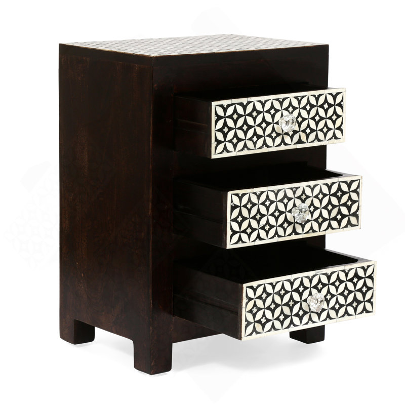 Table de chevet 3 tiroirs en bois
