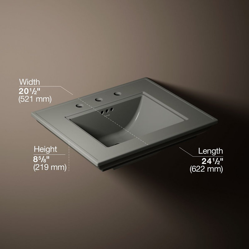 Memoirs® Stately 24" Console Bathroom Sink with Overflow, Thunder Gray, 8'' Centers