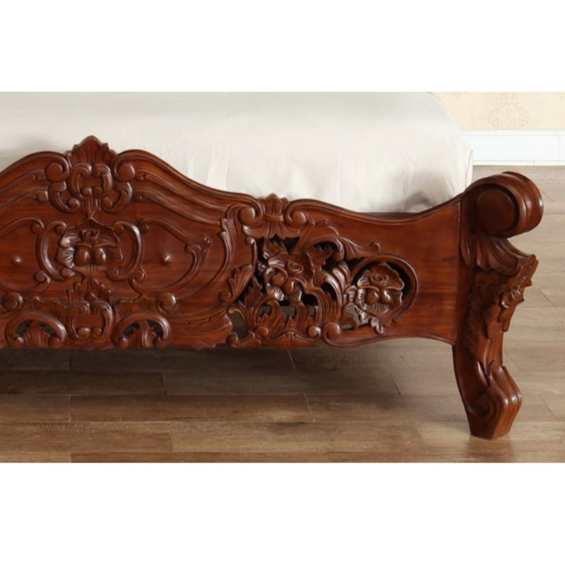Andre Solid Wood Bed, Wax Polish, Double (4'6)