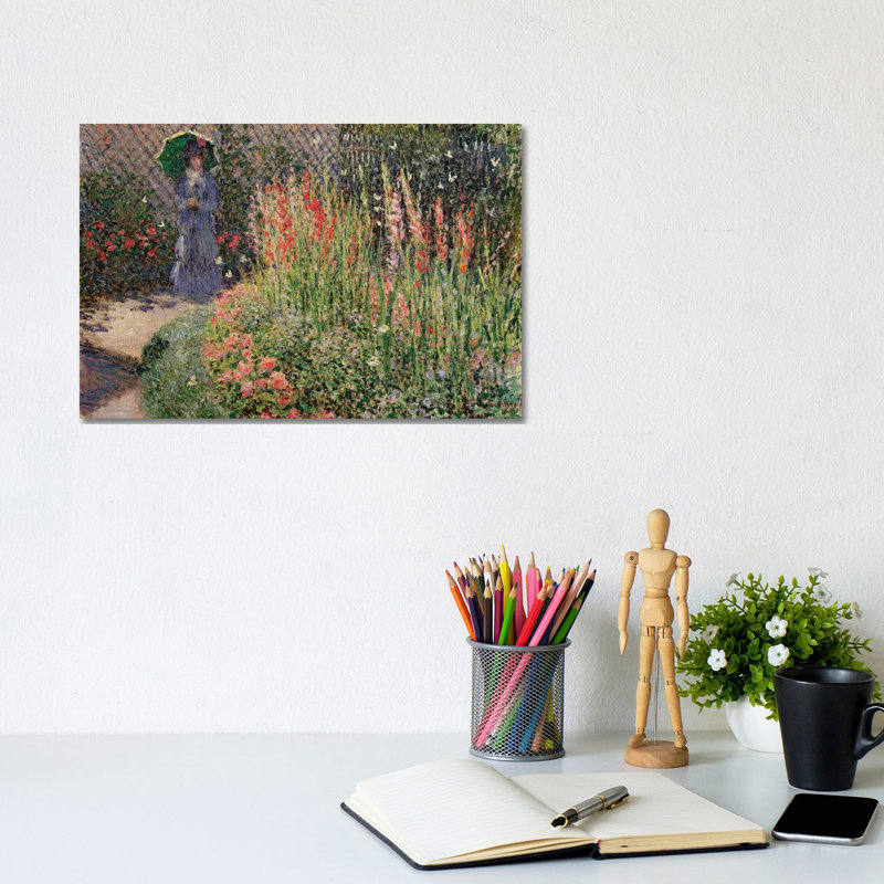 Rounded Flower Bed, 1876 by Claude Monet - Wrapped Canvas Painting, 20.32 cm H x 30.48 cm W