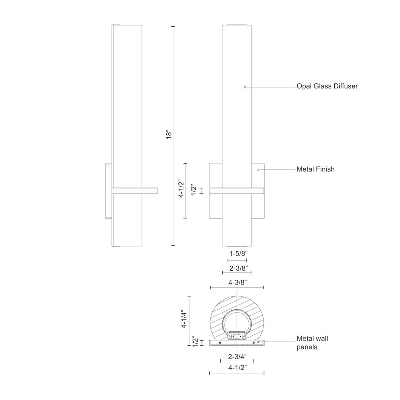 18" Chrome Cylinder Dimmable Energy Star Wall Sconce