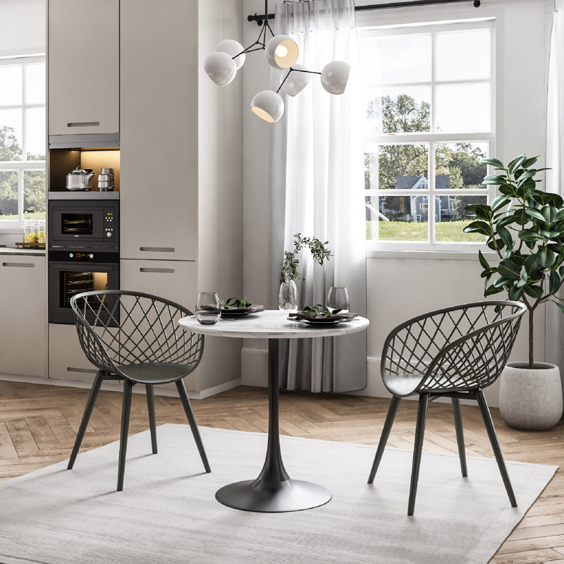 Caraballo Crippen Luker 31" Dining Table With Pedestal Base and Luker Dining Chairs for Indoors