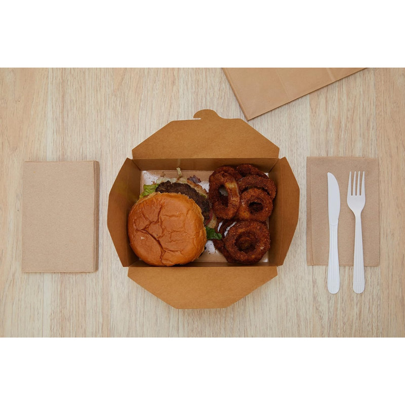 Boîte à lunch écologique en papier kraft 49Oz, résistante à la graisse, recyclable et éco-responsable (75)