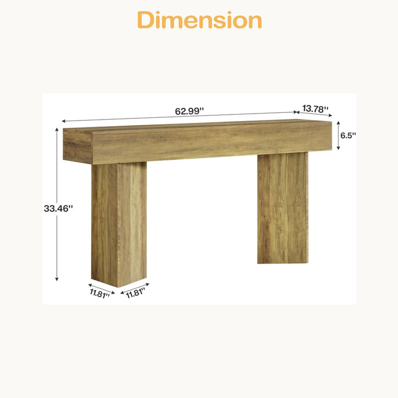 Table d'appoint rustique, console compacte, canapé