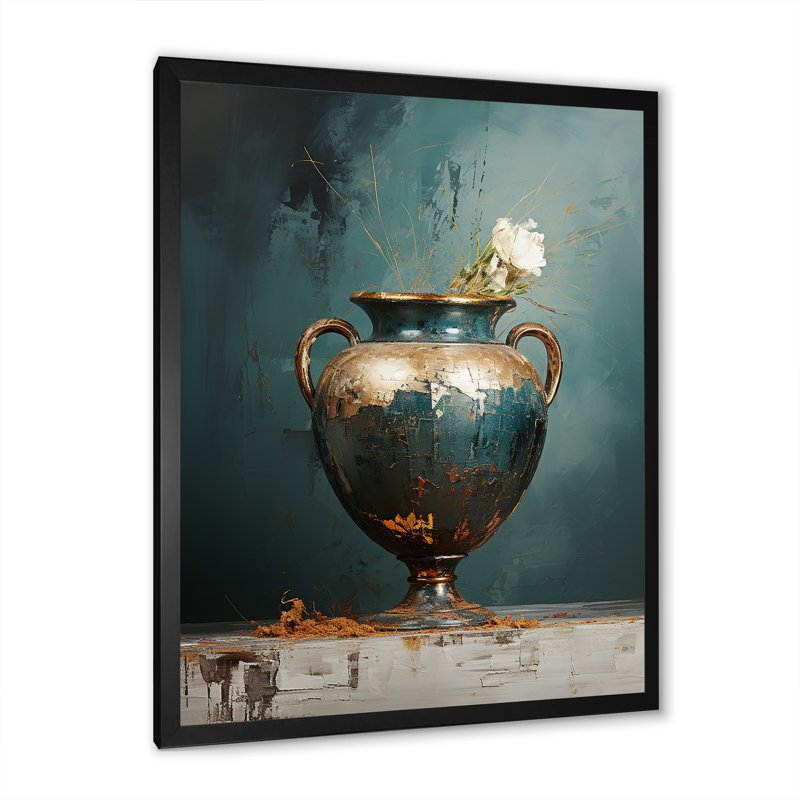 Vase Azure Approche - Imprimé, Cadre simple noir, H 32 po x l 24 po x P 1 po