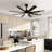 72" Ceiling Fan With Light & Remote – 3-Color LED, 6-Speed Reversible DC Motor, Matte Black Wood Blades