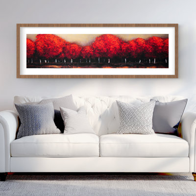 Red Dark Trees - reproduction encadrée avec passe-partout pour la décoration intérieure