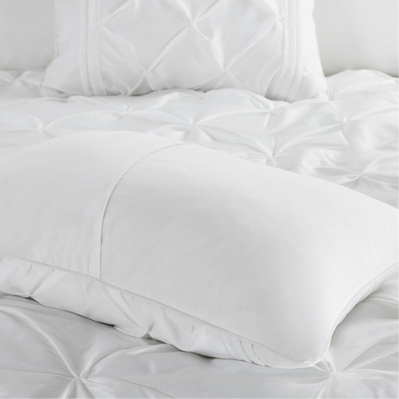Ensemble d'édredon 7 pièces capitonné blanc, Édredon double / grand + 6 pièces supplémentair, Blanc / chevron