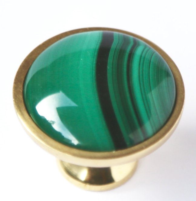 Poignée champignon 1,25 po de diamètre, Laiton / vert