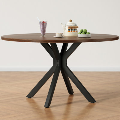 Table de salle à manger 47,2 "en bois massif pour 4 à 6 personnes avec base piédestal entrecroisée