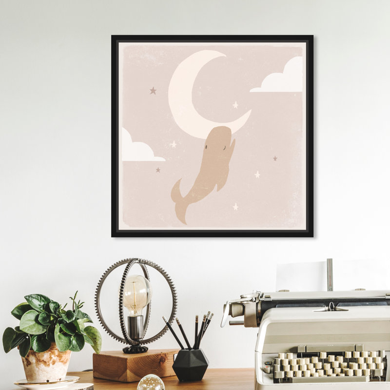 To the Moon - Peinture sur toile, Toile avec cadre noir, Noir, H 12 po x l 12 po