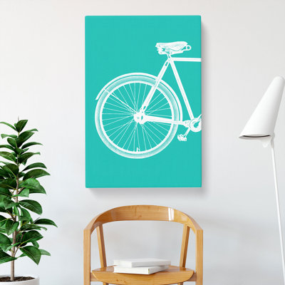 Bicycle Abstract No.1 Teal - Wrapped Canvas Print