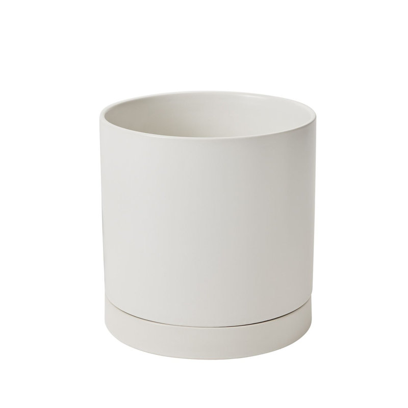Pot de fleurs en céramique Carlotta, Blanc, H 10 po x l 10 po x P 10 po