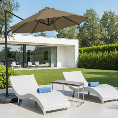 Grand parasol carré en porte-à-faux avec rotation à 360 ° et réglage des mésanges