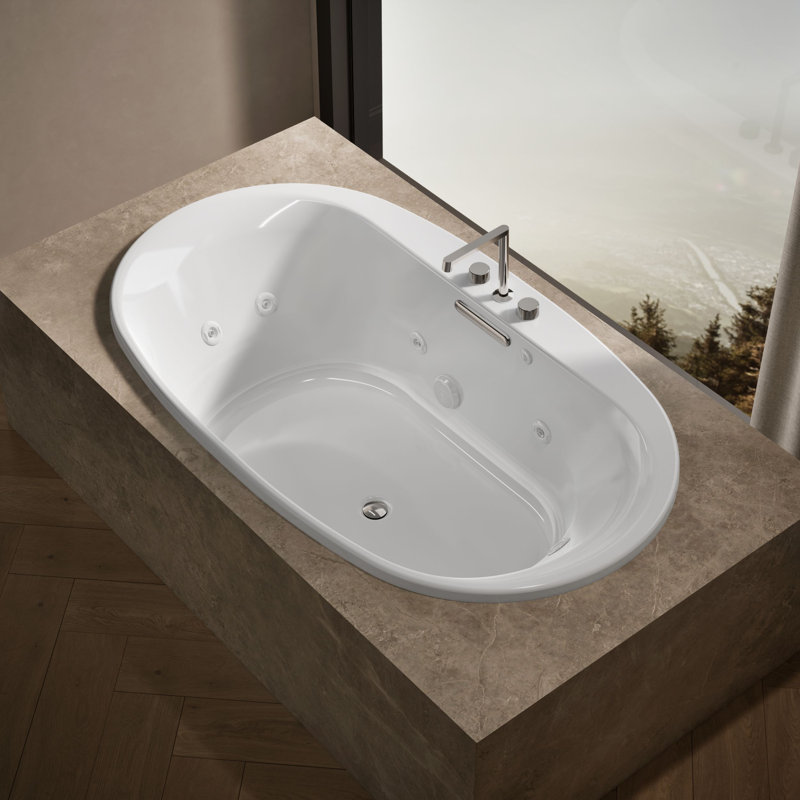 72" x 42" Drop in Whirlpool Acrylic Bathtub with Heater, Thunder Gray