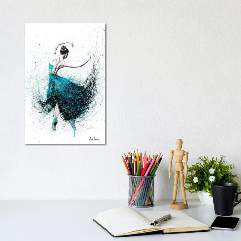 Gold River Dance by Ashvin Harrison - Painting on Canvas, 45.72cm H x 30.48cm W x 1.91cm D, Wrapped Canvas
