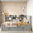 Upholstered Daybed With Trundle, Storage Shelves, Usb & Outlet And Vertical Striped Design-472679195