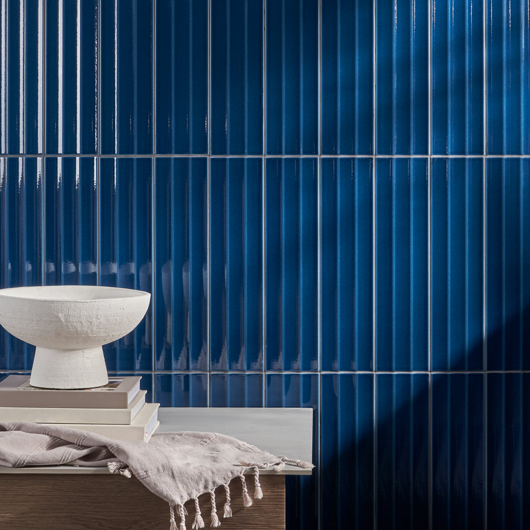 Radiant Fluted 4.43'' W x 17.62'' L Crackled Ceramic Subway Wall Tile (9.26 Sq. Ft. / Case) Bond Tile 