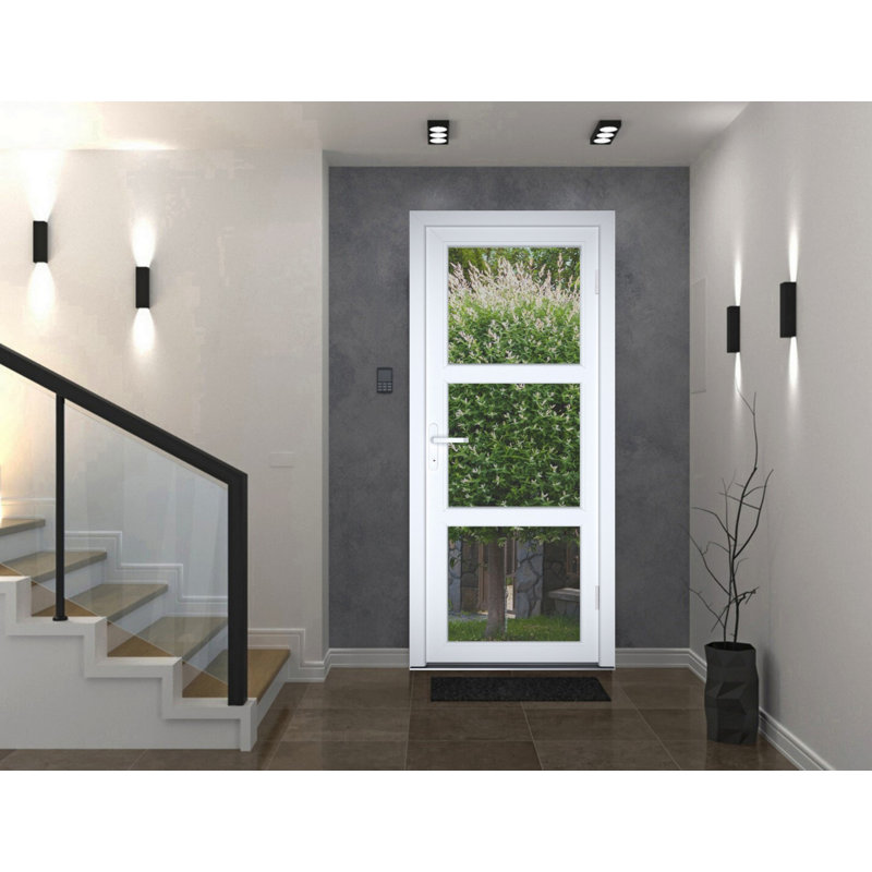 Façade extérieure pré-suspendue Porte en fibre de verre transparent transparent / Manux 8555 Verre blanc soyeux transparent / Portes d'entrée commerciales et résidentielles de bureau / l 30 po x H 80 po - droitier