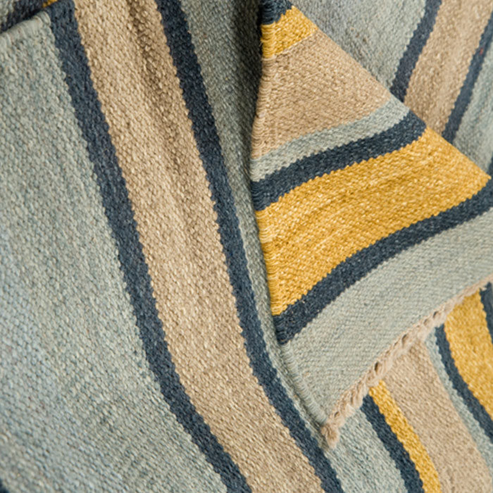Tapis gris/jaune en laine noué à la main City, Rectangle 8 pi x 11 pi